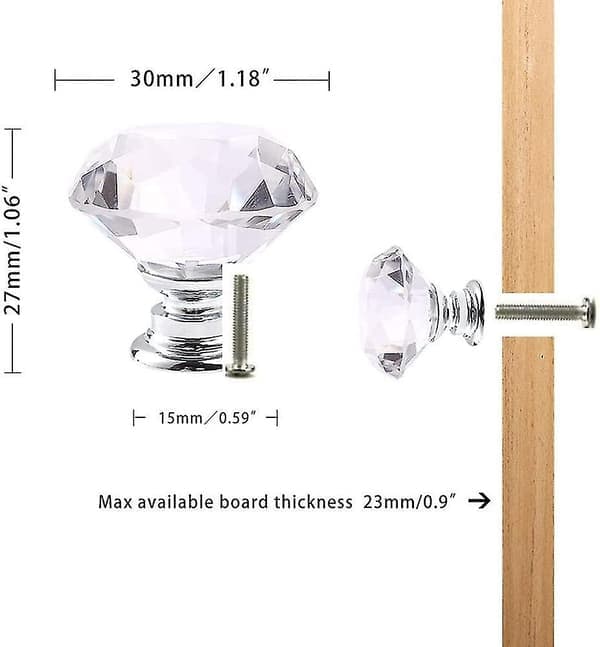 2024 Nye Krystall Skuffeknotter Kommode Møbelknotter Sinklegering Krystallglass Møbler