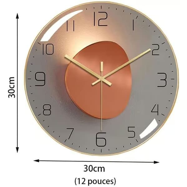 Modern tyst väggklocka, 30 cm digital väggklocka, rund kvarts digital väggklocka (guld)