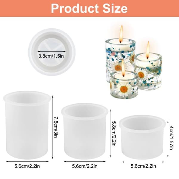 DIY Silikonljusformdelar, 3 storlekar av epoxihartsform