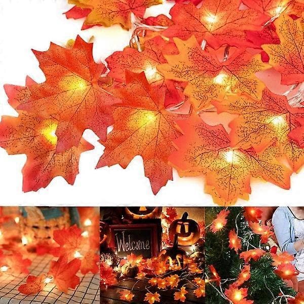 Lønnebladlysstrenger - brukt til Thanksgiving Halloween-dekor