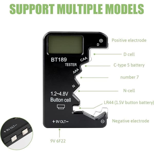 Mini digital batteritester, universell ABS batteritester