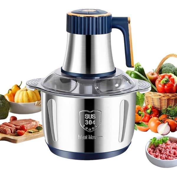 Elektrisk foodprocessor, kødhakker, 500W, 304 rustfrit stål, 5L kapacitet, grøntsagshakker, 5 knapper