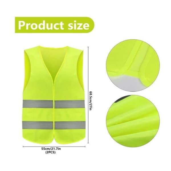 Säkerhetsväst - 2-pack - Gul - Reflex - Hög synlighet
