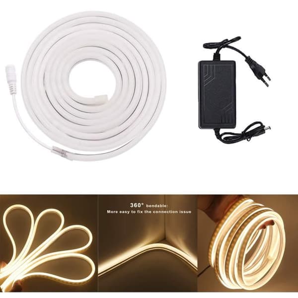 Flexibel LED Neon Strip - 5M - Varmvit - IP65 Vattentät - Klippbar Blanc chaud