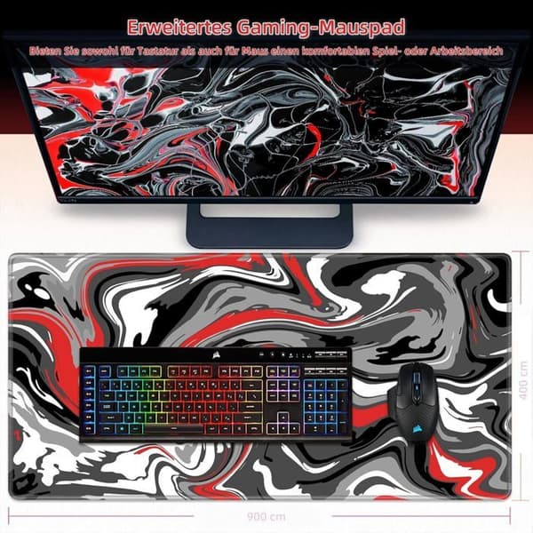 Gaming musemåtte -- 80 x 30 cm - Syede kanter - Skridsikker bagside