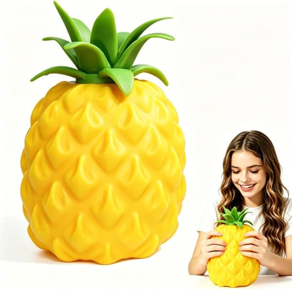 Kæmpe ananas-squishy – 9,5\" jumbo blød langsomt-stigende stressbold til angstlindring