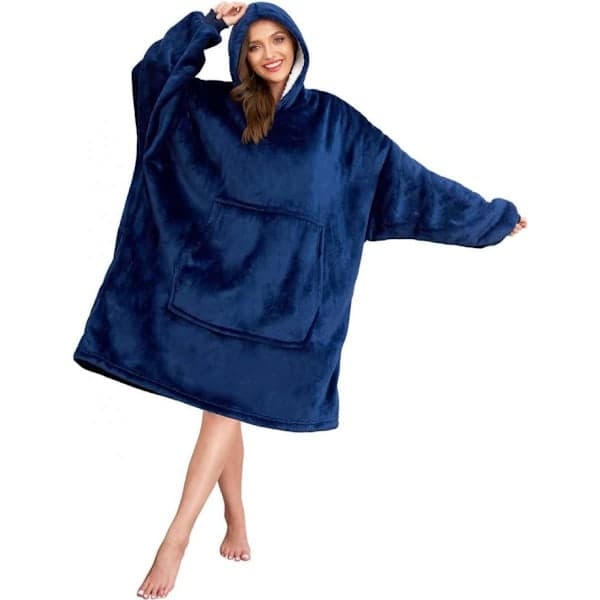 Snuggie Oversized Tæppe Hoodie Mørkeblå