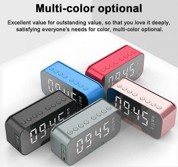 Multifunksjons vekkerklokke speil Led vekkerklokke multifunksjon trådløs Bluetooth (svart)