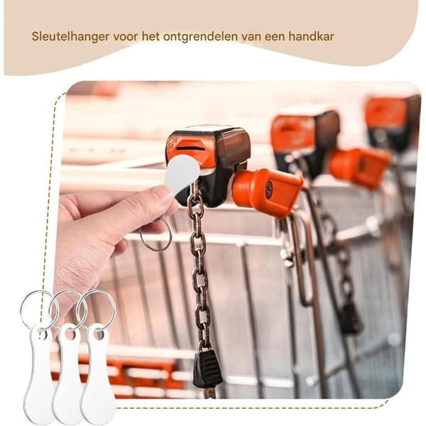 16 Detaljerte handlevognnøkkelringer - rustfritt stålmateriale - handlevognbrikke - avtakbar