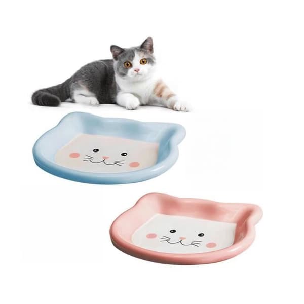 Keramisk kattskål - Märke ej specificerat - 2 delar - Rosa - För katter - Inomhus