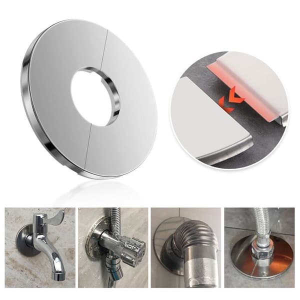 Sæt med 4 selvklæbende rosetdæksler i rustfrit stål Ø24mm, til robuste radiatorventiler/varmerør Meoiruery