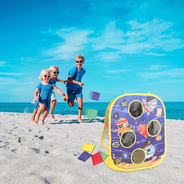 Sækpose-spil til børn 3-8 år, foldbart Cornhole-sæt, udendørs og indendørs spil, gave til drenge til fødselsdag eller jul