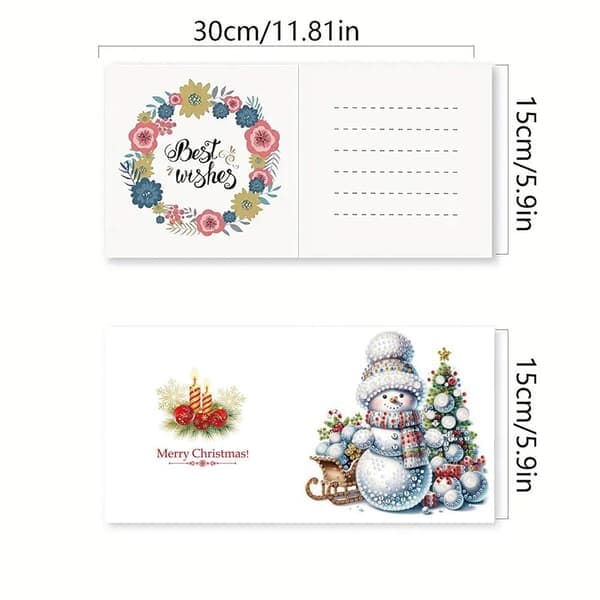 6 stk glitrende kunstgratulasjonskort I2G0 snømann 6 stk Snowman 6pcs