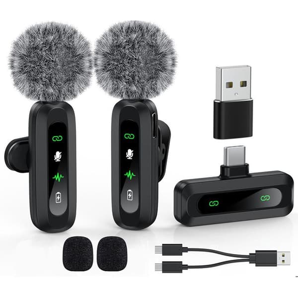 SANYU Mini Trådløs Lavalier Mikrofon med Roterende Klips og Støjreducerende Optagelse til Telefon/Tablet/PC Type-C