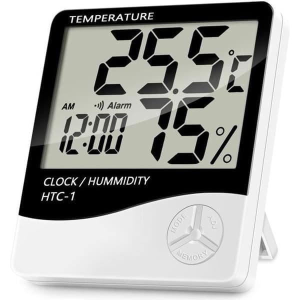 Indendørs Termometer Hygrometer - HTC-1 - LCD-skærm - Temperatur - Luftfugtighed - Område fra -10℃ til +50℃