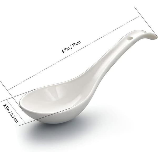 Set med 6 skedar, keramik, 17 cm, vit, ramen, soppa, kök