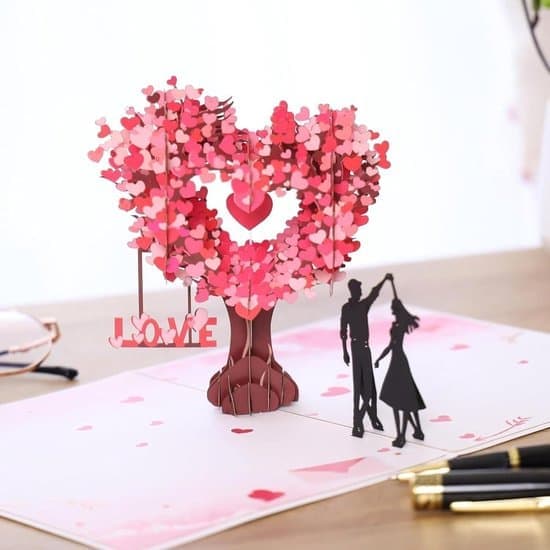 3D Pop-Up Kjærlighetskort – Danser under hjertetre, romantisk papirkutt for Valentinsdag og bryllup