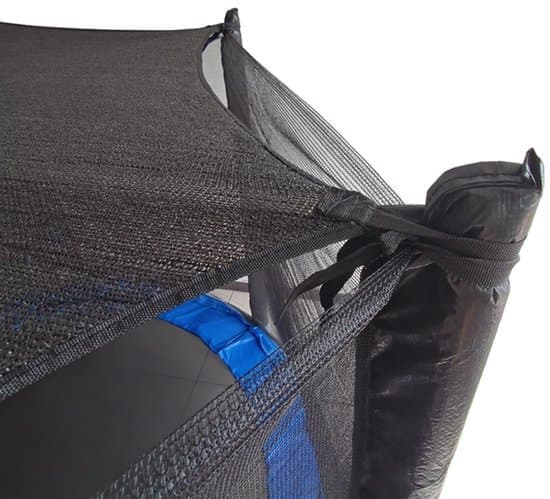 Trampolinhimmel - 2,7 × 2,4 m - Egnet til runde trampoliner med lige stolper - 8 fastgørelsesstropper - Beskyttelse mod sol og blade
