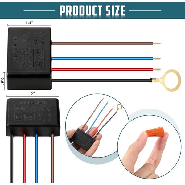 Bordlampe Touch Switch Dimmer, Sæt med 2 3-vejs Touch Dimmere til Skrivebordslampe, Dimmer Reparationssæt, Modul