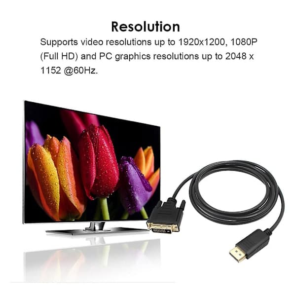 1,8 m DP–DVI-sovitin DisplayPort–DVI-kaapelisovitinmuunnin