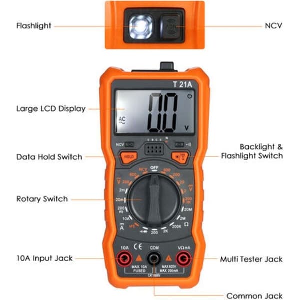2000-tals digital multimeter med NCV, professionell elektrisk testare, digital multimeter, fickvoltmeter, mäter AC/DC-spänning, DC