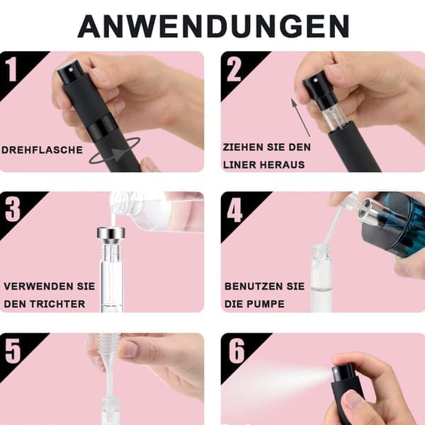 Påfyllningsbar parfymspridare för handväska på resan 8 ml, 4 st