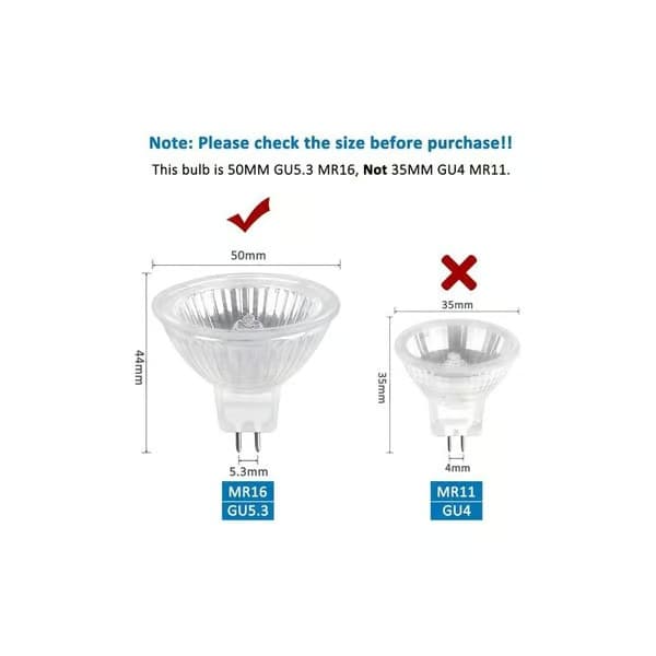 GU5.3 20W 12V Halogenlampa, 400lm Varmvit 2700K Dimbar, MR16 Halogenspotlight, 6-pack