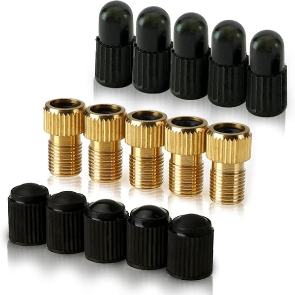 Mässingsadapter för Presta-ventil (5-pack + 10 lock)