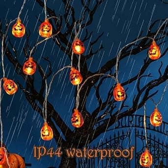 Halloween lyskæde, 3 meter 20 LED Halloween dekoration indendørs, hat græskar lyskæde