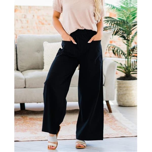 Dame Mode Casual Scoop Brede Ben Bukser Sort Sort L Black L