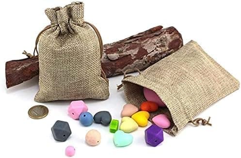 30-pack Intckwan säckvävspåsar, 10x15 cm, små presentpåsar med dragsko