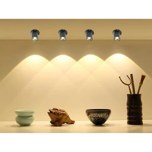 Mini infälld LED-spotlight 1W – 10-pack, svart, varmvit, 360° arm, transformator ingår