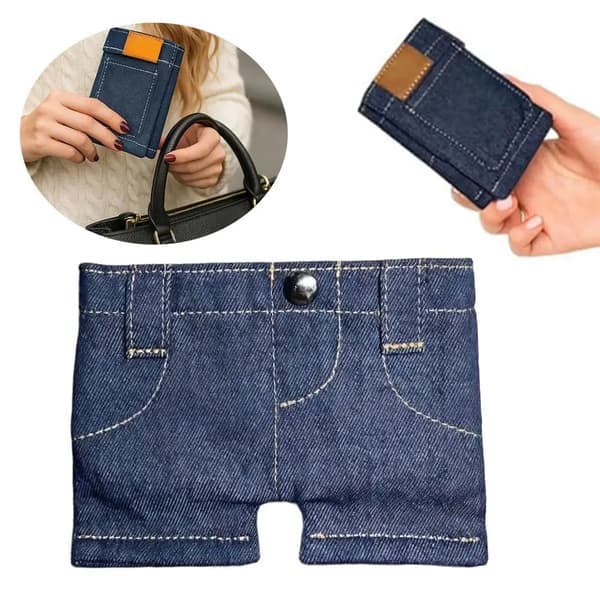 Fickbyxor Mini Jeans Plånbok, Vikbar Jeansformad Växelväska Korthållare Plånböcker, Bärbara Retro Byxplånböcker