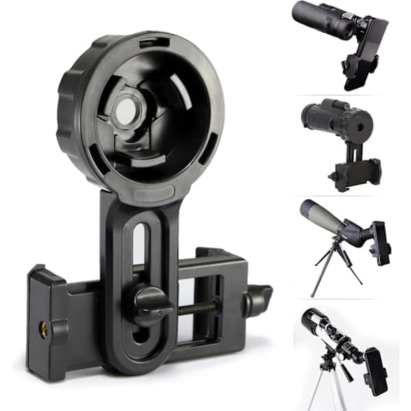 Universal telefonadapter - Adapter til kikkerter, teleskoper, monokularer, udsigtskikkerter, mikroskoper - Passer til de fleste smartphones