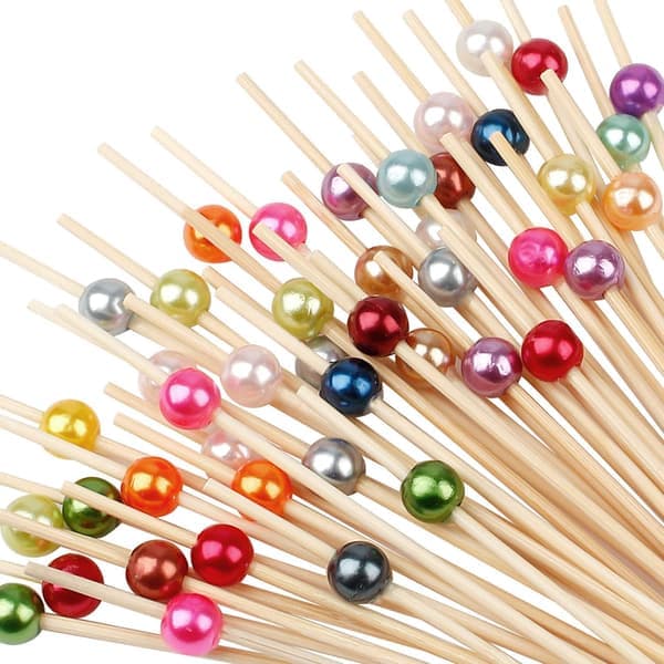 Cocktailpinner – 100 dekorative bambusspyd med perler til forretter og drinker – Festlig