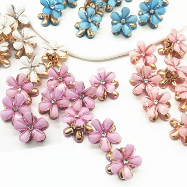 20 stk. mini blomsterhårspenner til jenter, blomsterspenner til kvinner, søte hårtilbehør (lilla)