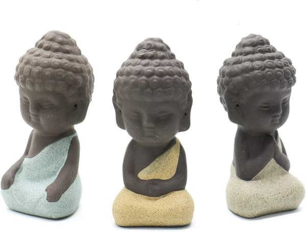 stk Mini søde Buddha-statuer i keramik, små nuttede munkefigurer