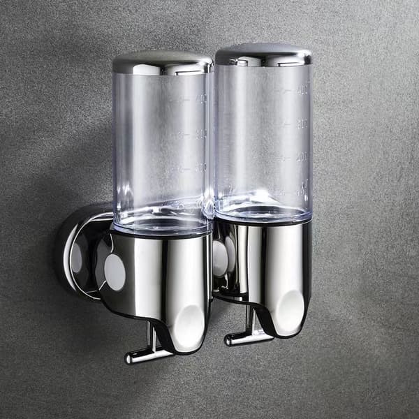 1000 ml Väggmonterad Tvåldispenser – Transparent ABS och Rostfritt Stål – Tryckknappsmontering – För Badrum och Kök