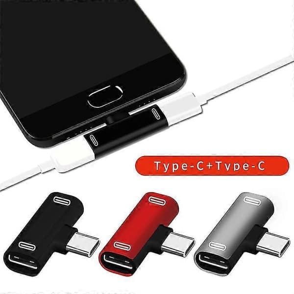 2-i-1 USB-C Splitter Type C Han til Dobbelt Type C Hun Hovedtelefonoplader - Sy Sølv sølv silver