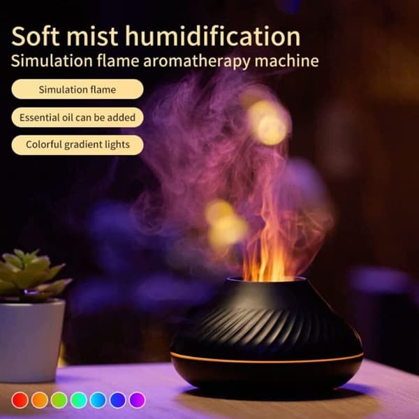 Flamme Luftfugter Æterisk Olie Diffuser, Aromaterapi Diffuser, Super Stille Bærbar Luftfugter med Automatisk Slukning