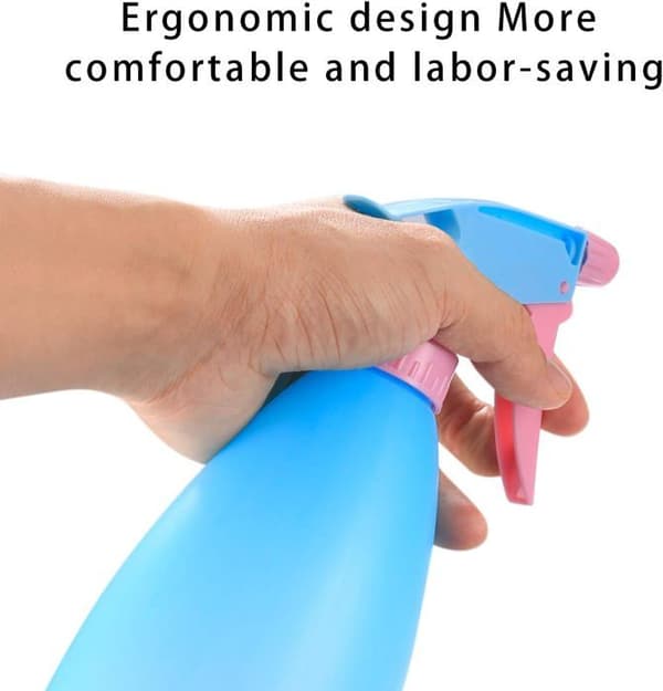 Sett med 2 store plastsprøyter, 500 ml, tomme sprayflasker (rosa, blå)
