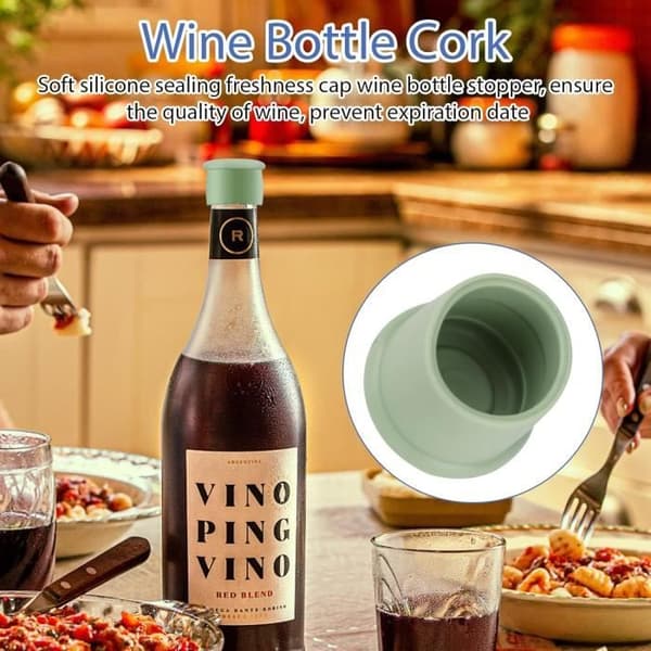 Vinstoppar i silikon, runda flaskproppar, silikonproppar för vin-, öl- och champagneflaskor, återanvändbara