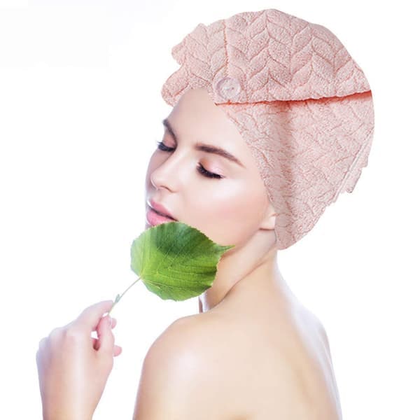 Håndkle turban hårføner håndkle hårturban med knapp, hodeplagg