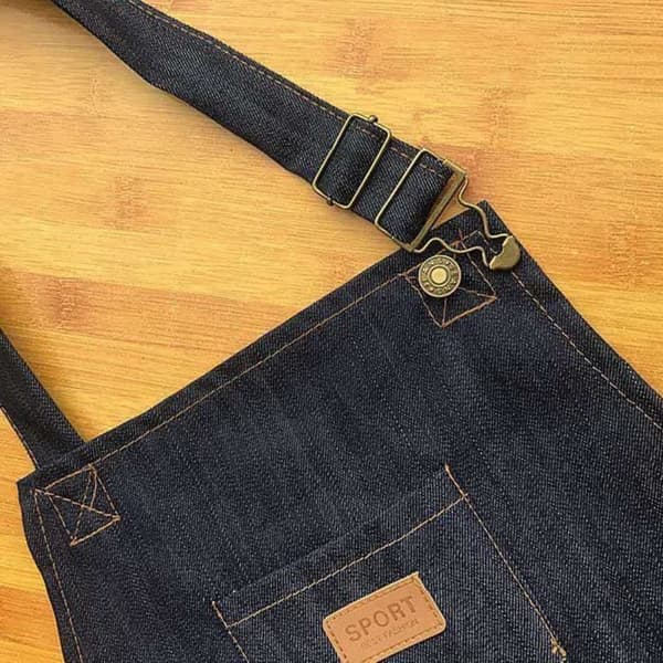 Forklæde - stor størrelse 84x68cm - smudsafvisende - marineblå - denim
