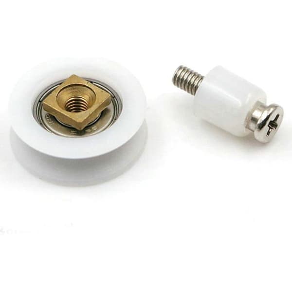 Sæt med 8 brusedørsruller, nylon og POM, 22,5 mm, til brusekabine