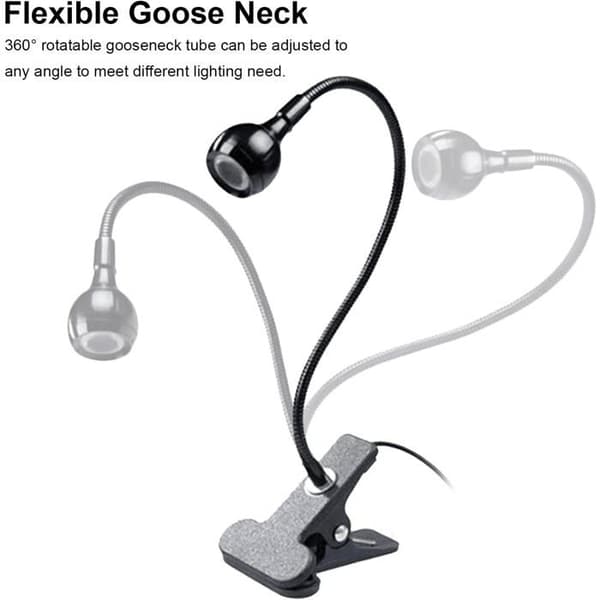 UV-gellampa, 3W, 32cm svanhals, 7cm klämma, USB-driven, nagellackstork