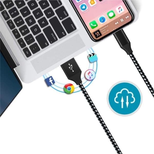 iPhone opladerkabel nylon til iPhone 13/12/11/ Pro/XS/XS [2-pak 2M]