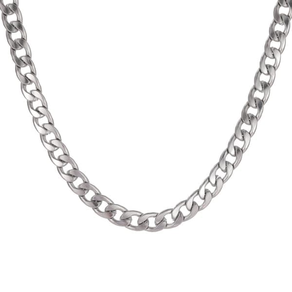 Titanium Stål Halskæde til Mænd, Cubansk Ledkæde 8mm Bredde 65cm 8mm Width 65cm