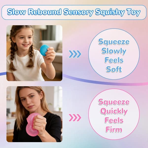 8-pak Squishy Cubes Stressbolde til Sensorisk Fidget, Bløde Teksturerede Klemmelegetøj til Børn og Voksne, Håndtrænings-Fidgets til Stresslindring
