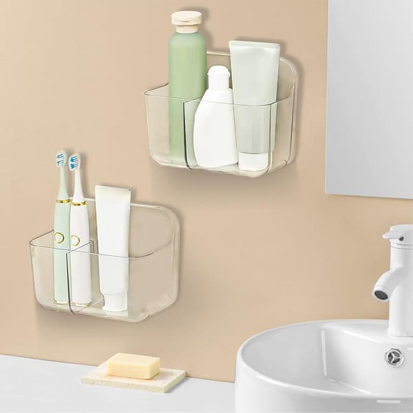 2-delt hylle, ingen boring nødvendig, PET-plast, drenering, baderom